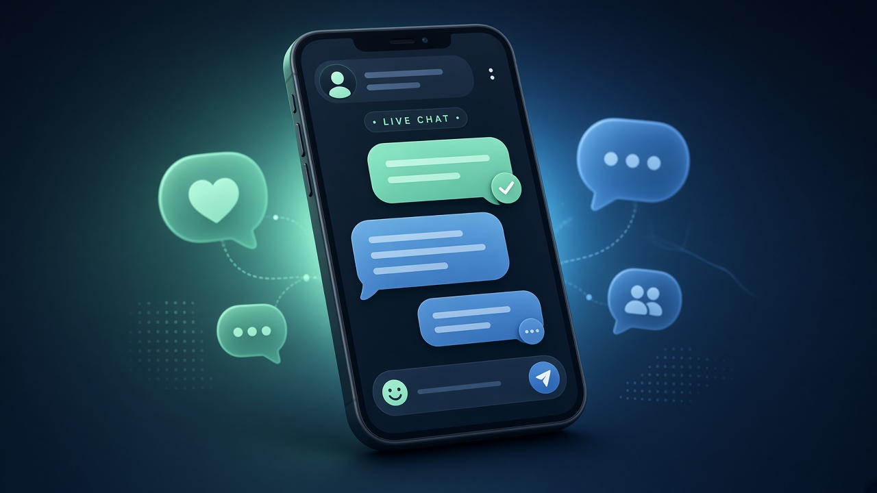 Live chat on a phone for social communication