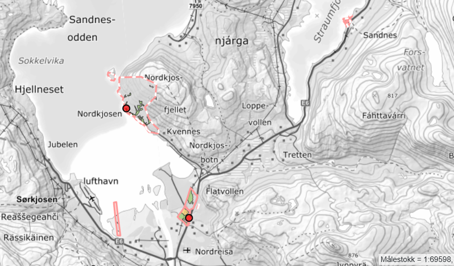 Concept overview of the PALT development areas in Nordreisa
